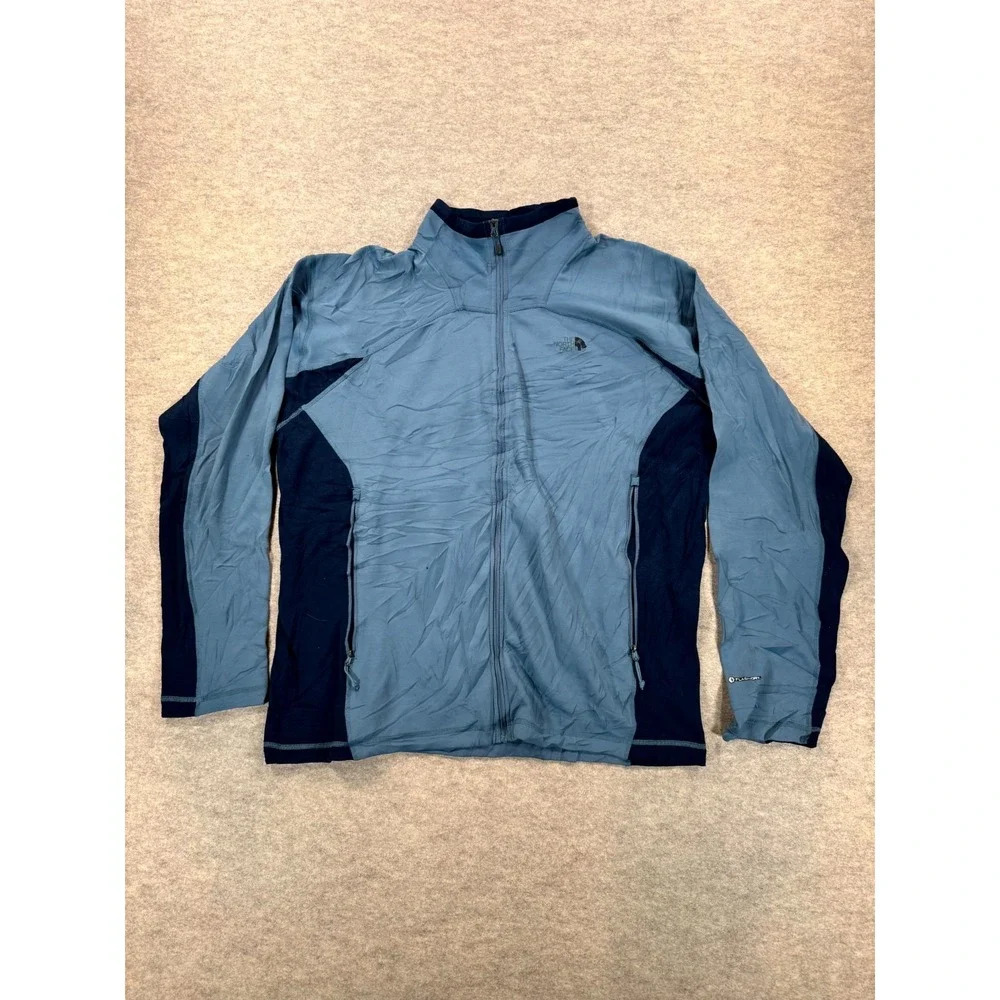 The North Face Athletic Jacket Mens XL Navy Blue Colorblock FlashDry Full Zip
